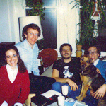 Livingroom in 47th Street, first wife, Ann, Bill, Edward, Garret, and first dog, Bijoux, 1988.