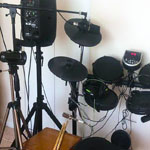 September 2, 2018 in bed, new electric drums set, Hohner Harmonica, mic, amplifier, and Best Music verity!