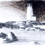 "Lighthouse", fall and winter, 2008. Pencil and black ink.