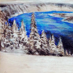 "Mountain & River", fall, winter, 2008. Crayons and pencil.