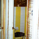 January, 2000,, back right, old closet, ad old door, oldbath room, yellow toilet and back, yellow sink.