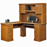 Computer, new L-Desk with short Hutch and three-drawer storage cabinet