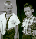 First day of kindergarten, 1959, Bill Petersen and me, Spring Valley School,