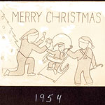 Caption: MERRY CTRISTMAS. [Inside] from Dorothy, Bill, Little Bill, Kyle and Garret Toffey. *arrived June 2, 1954.